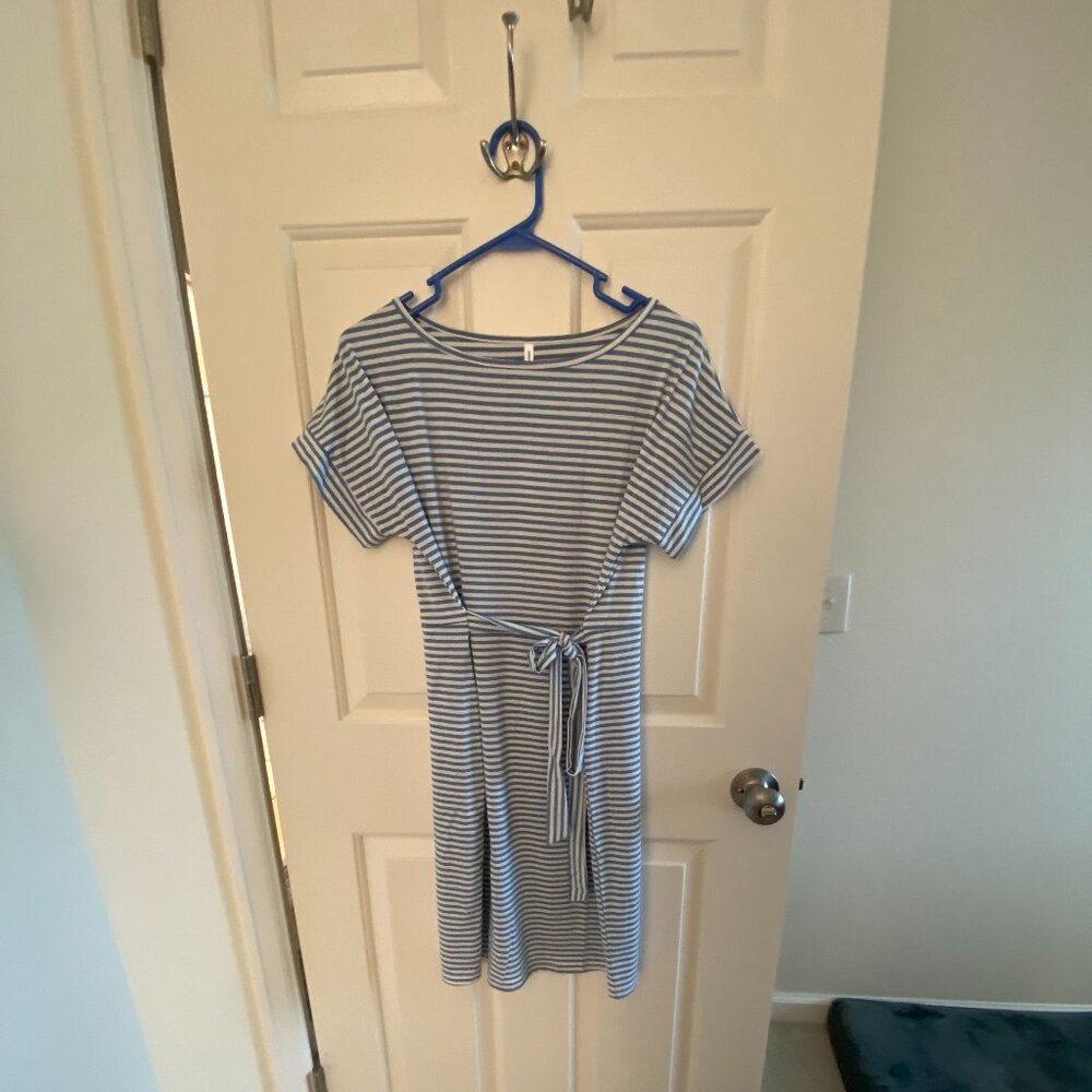 Casual Blue and White Stripe Summer Dress